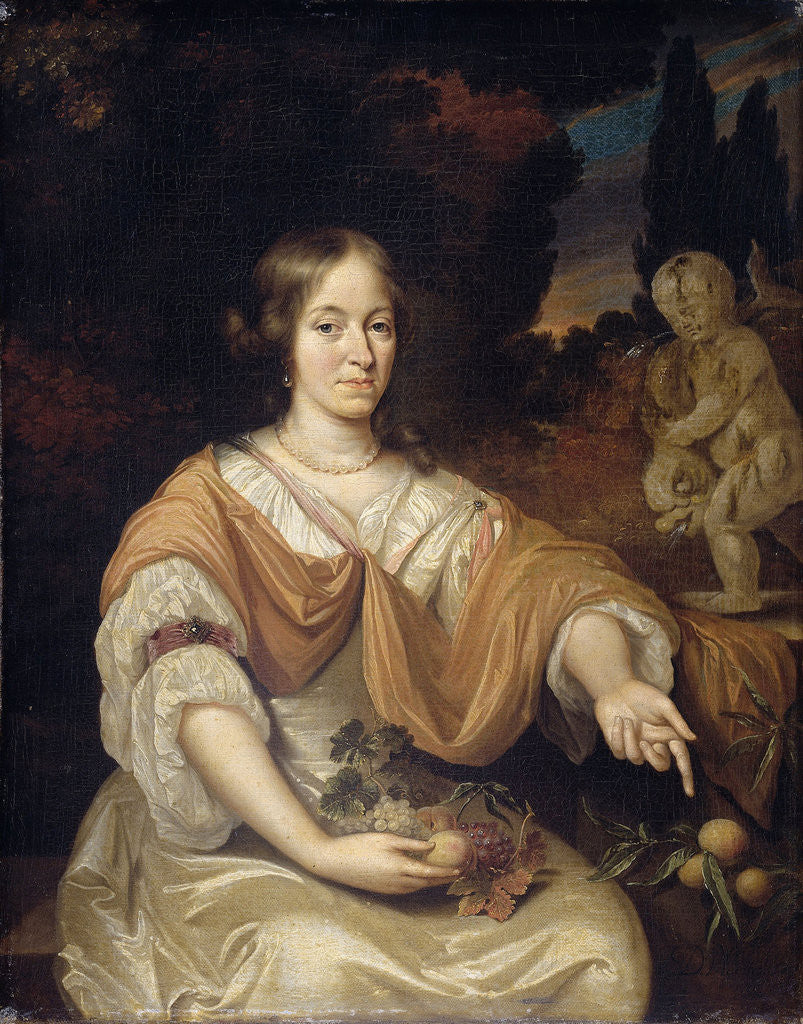 Detail of Portrait of Sara Pottey, Wife of Johan van Bochoven by Daniël Haringh