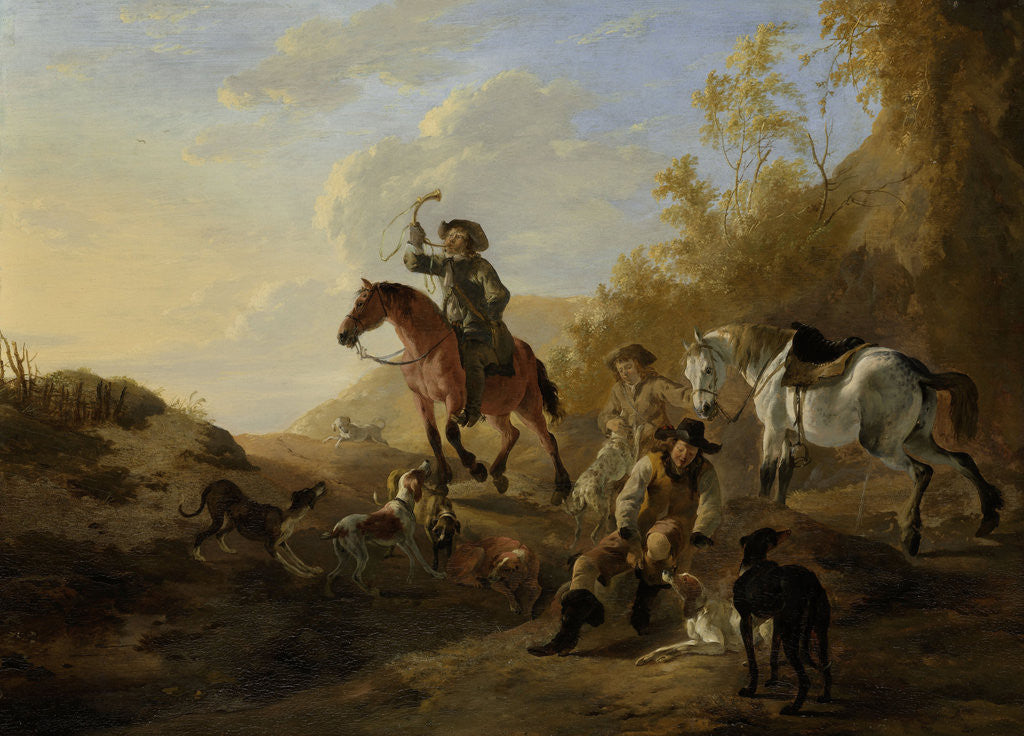Detail of Hunters Resting by Dirk Stoop