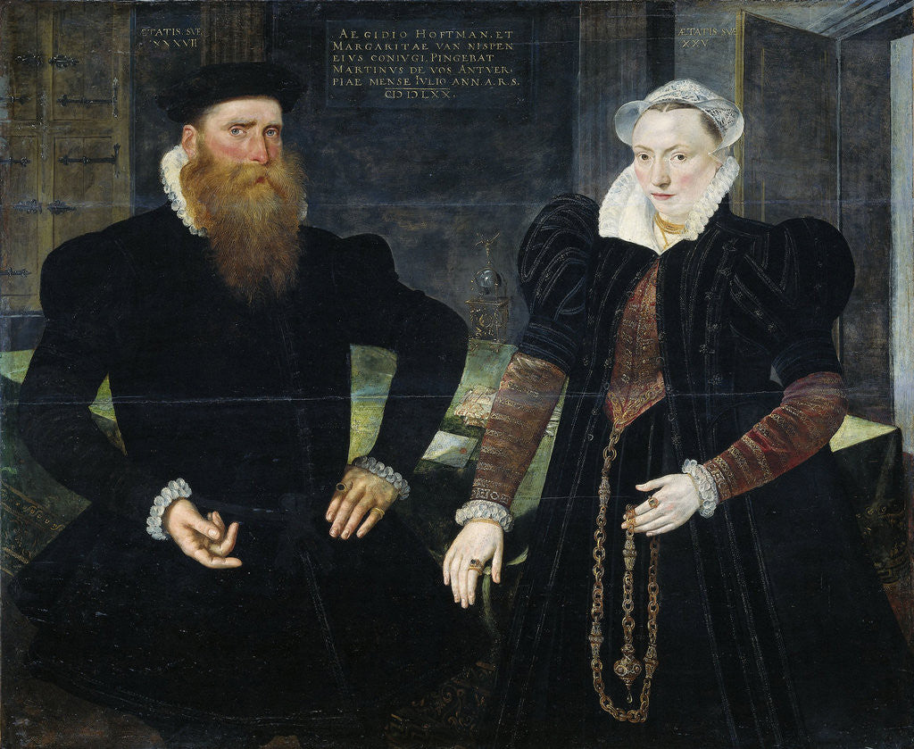 Detail of Portrait of Gillis Hooftman, Shipowner, and his Wife Margaretha van Nispen (Gilles van Eichelenberg, called Hoffman) by Maerten de Vos