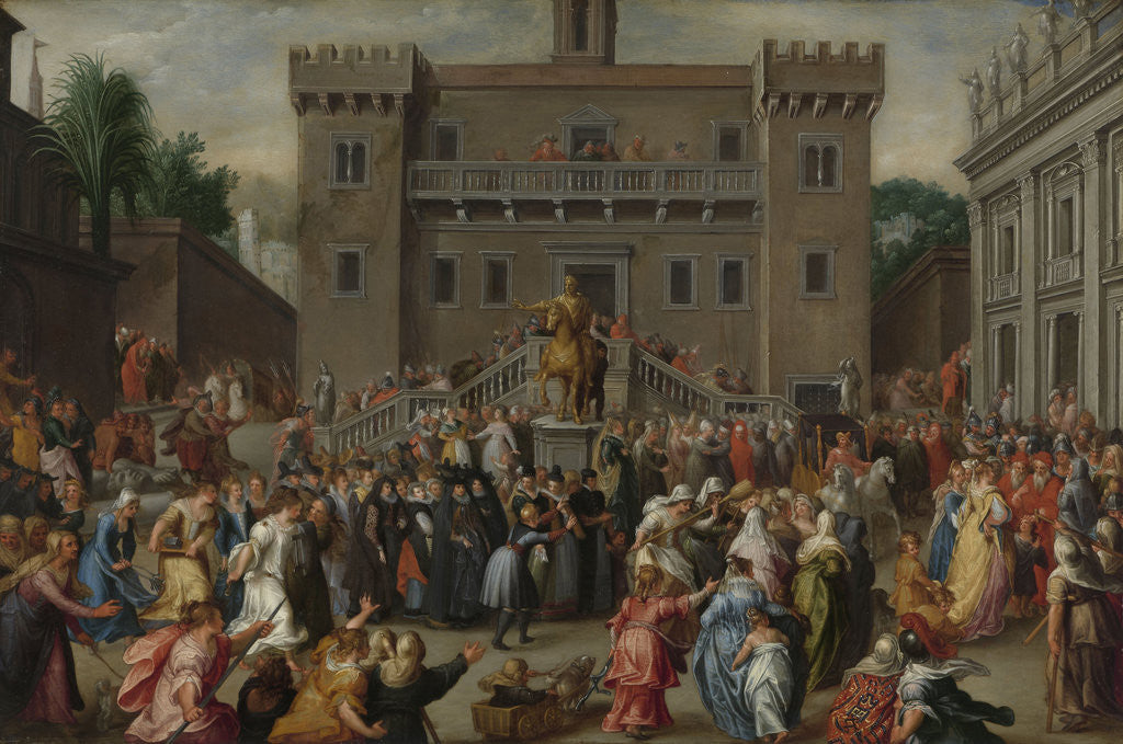 Detail of The Women of Rome Gathering at the Capitol by Pieter Isaacsz.