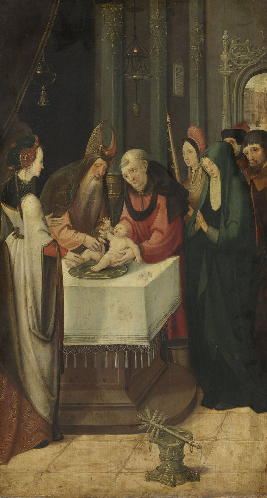 Detail of Circumcision of Christ, left wing of an altarpiece by Pseudo Jan Wellens de Cock