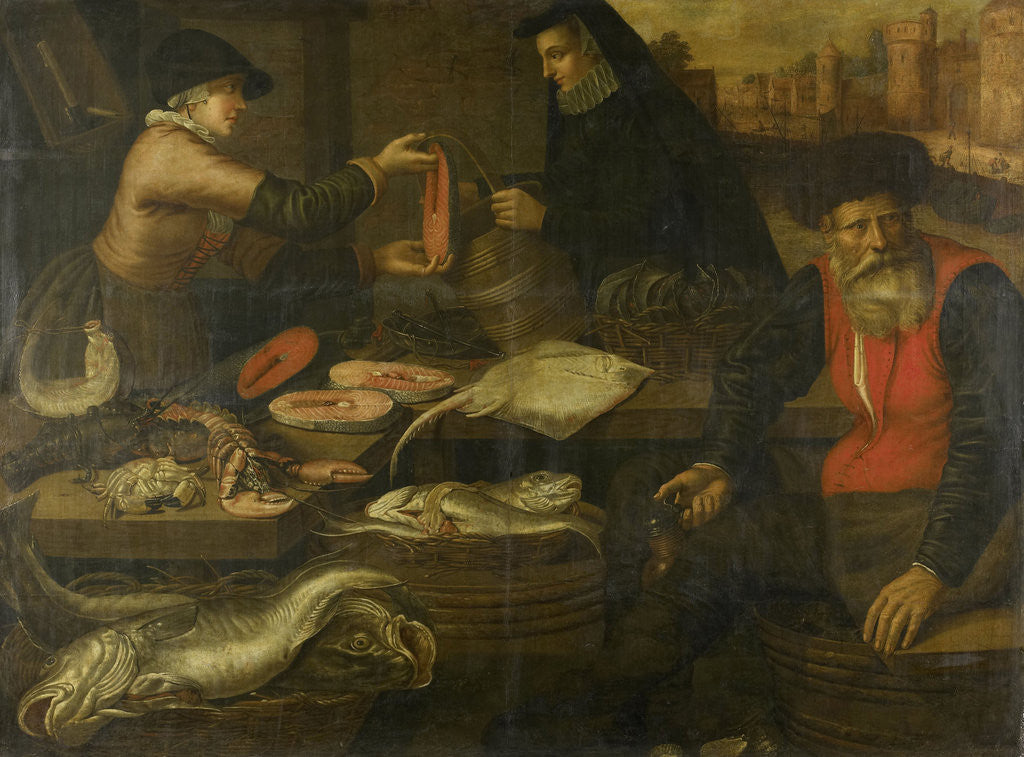 Detail of Fishmongers by Jacob van Nieulandt