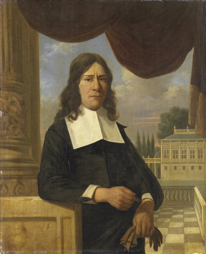 Detail of Portrait of Nicolaes Eichelberg (died 1699), Merchant in Haarlem, Husband of Helena van der Schalcke by Job Adriaensz Berckheyde