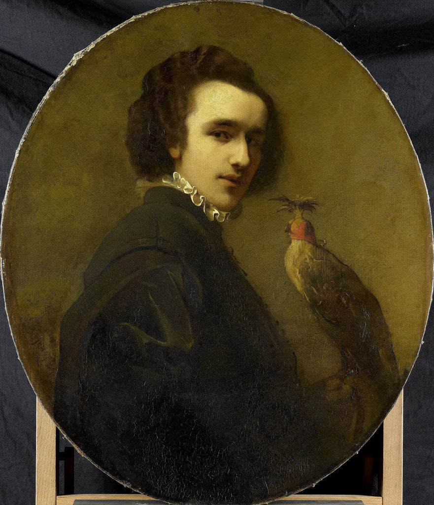 Detail of The falconer by Christoffel Bisschop
