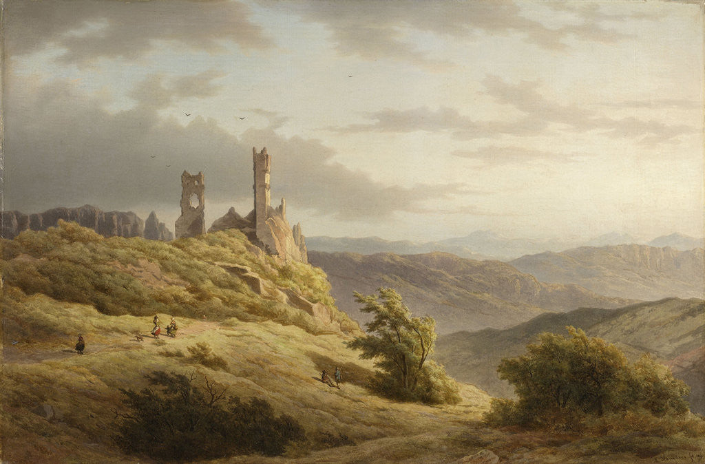 Detail of Mountain Landscape with ruin by Louwrens Hanedoes