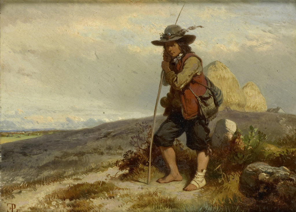 Detail of Shepherd Boy by Eugène Modeste Edmond Lepoittevin