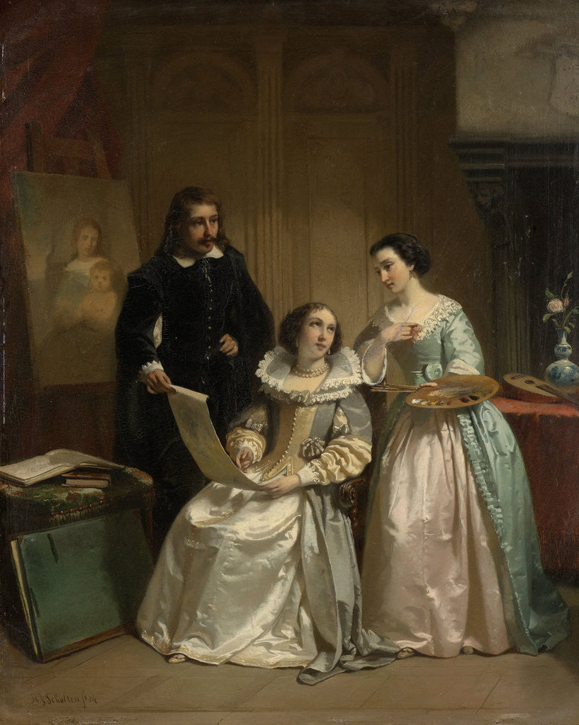 Detail of Gerard van Honthorst Shows Amalia van Solms the Drawings by his Pupil Louise of Bohemia by Hendrik Jacobus Scholten