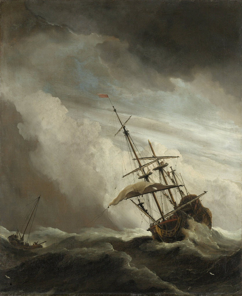 Detail of A Ship on the High Seas Caught by a Squall, Known as ‘The Gust’ by Willem van de Velde II