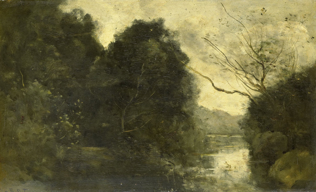 Detail of Forest pond by Camille Corot