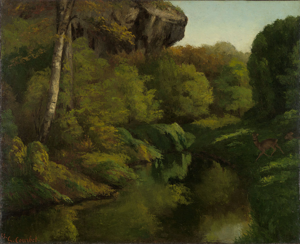 Detail of View of the Forest of Fontainebleau France by Gustave Courbet