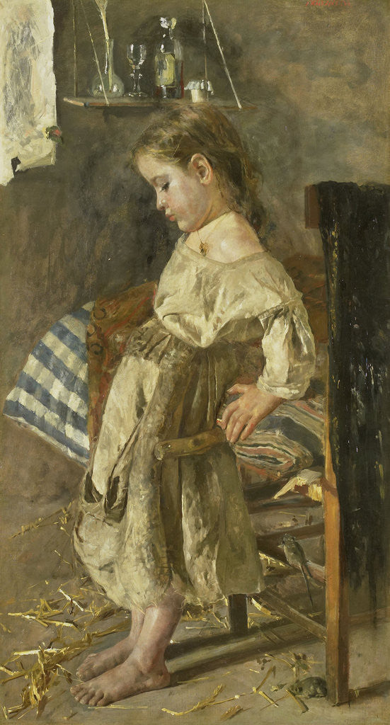 Detail of The poor child by Antonio Mancini
