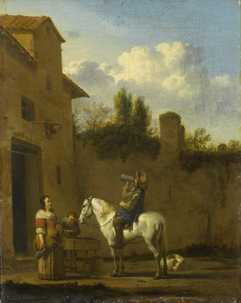 Detail of A Trumpeter on Horseback Drinking by Karel Dujardin