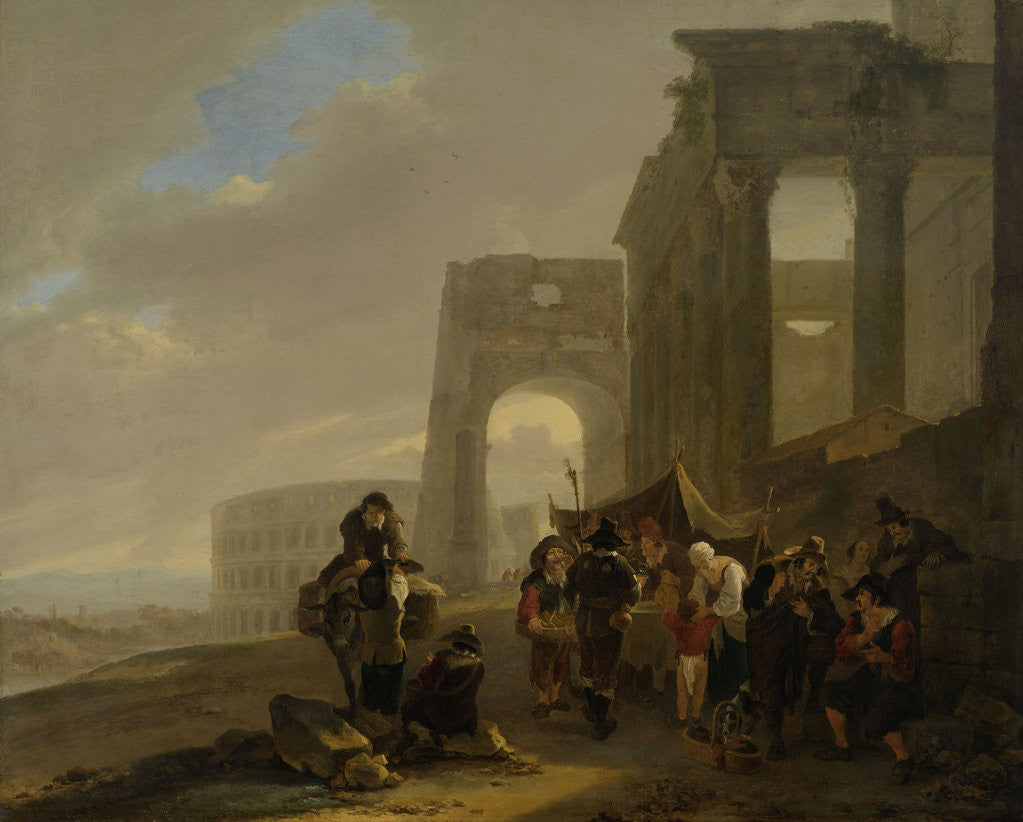 Detail of Roman Folk Life with a View of the Colosseum by Jan Both