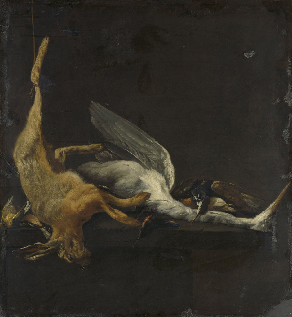 Detail of Still Life with Hare, Heron and other Birds by Elias Vonck