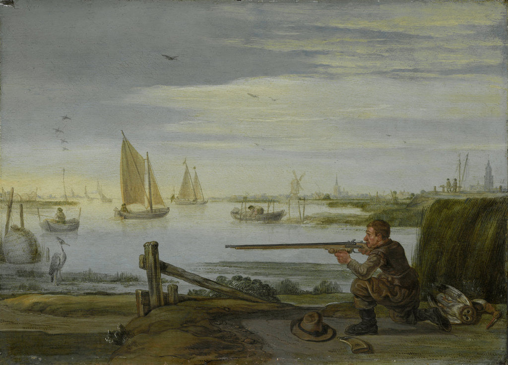 Detail of A Bird Hunter (A Sportsman aiming at a Heron) by Arent Arentsz.