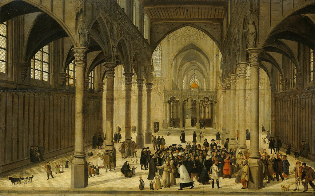 Detail of Church Interior with Christ Preaching to a Crowd by Cornelis van Dalem