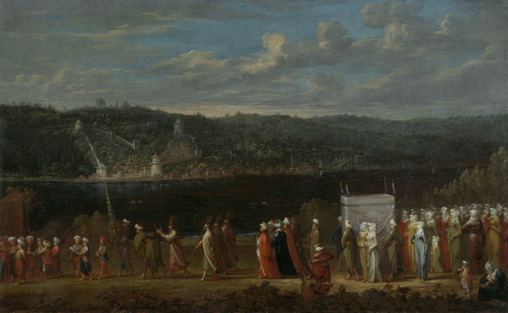 Detail of Wedding procession on the Bosphorus, Turkey by Jean Baptiste Vanmour