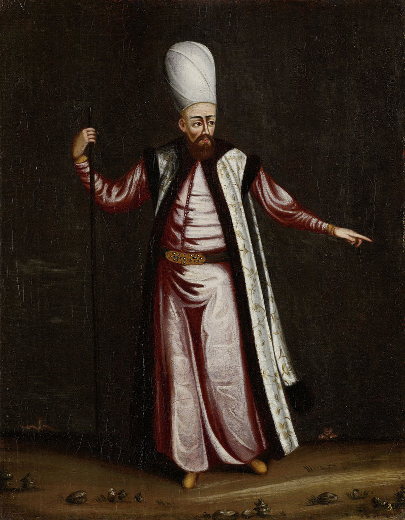 Detail of The Capoudgi Bachi, Grand-master of the Seraglio by Workshop of Jean Baptiste Vanmour
