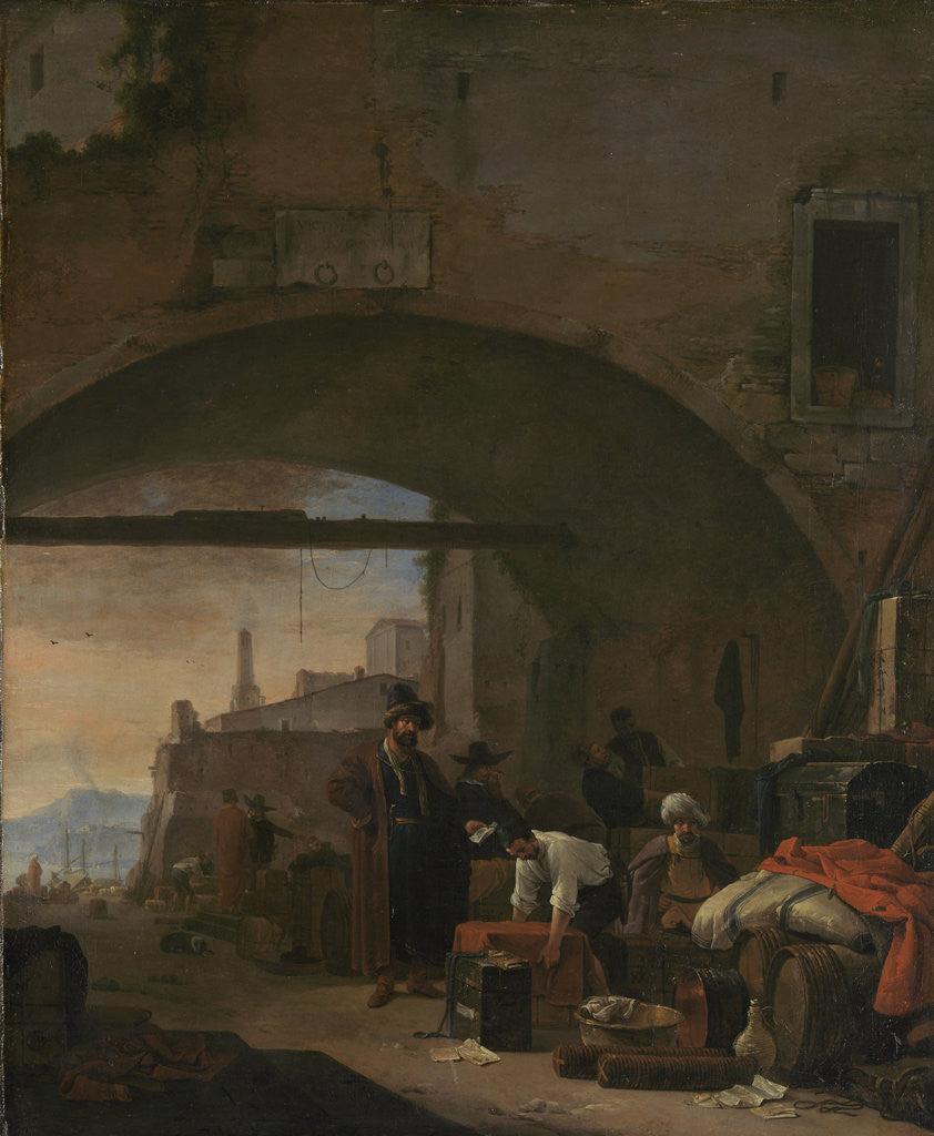 Detail of View of a Levantine Port by Thomas Wijck