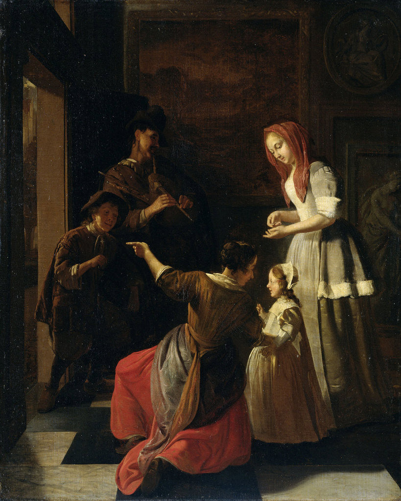 Detail of The players by Jacob Ochtervelt