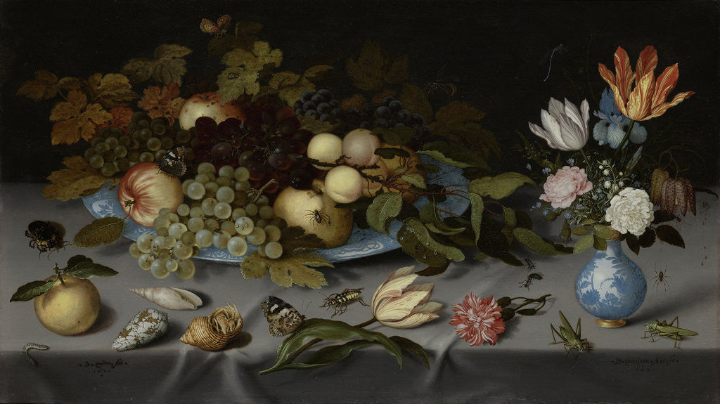 Detail of Still Life with Fruit and Flowers by Balthasar van der Ast