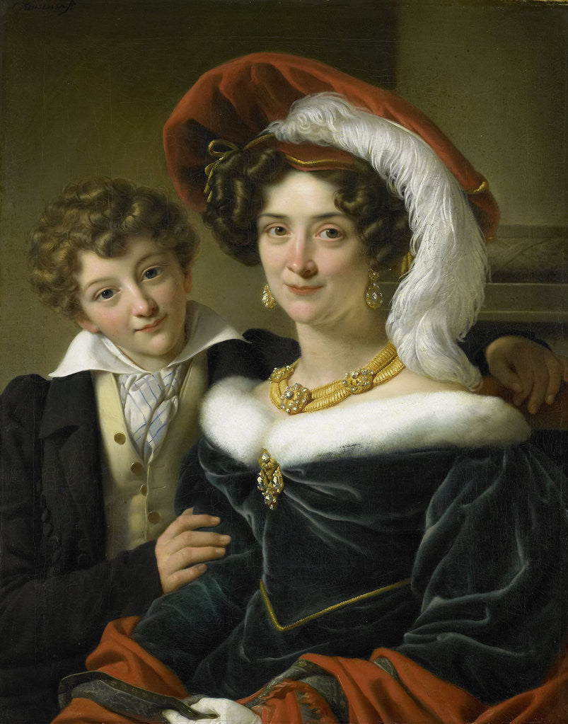 Detail of Portrait of Rudolphina Wilhelmina Elizabeth de Sturler, second Wife of Count Johannes van den Bosch with their Son Richard Leeuwenhart by Cornelis Kruseman