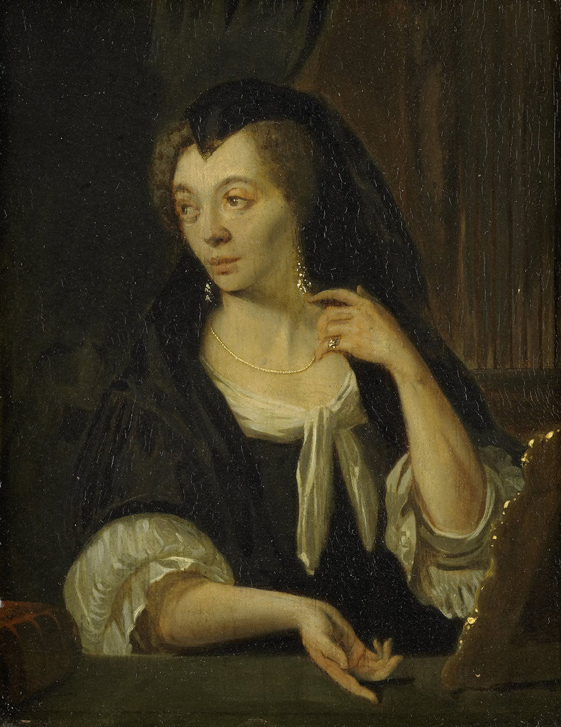 Detail of Portrait of Anna de Hooghe, the Artist's fourth Wife by Ludolf Bakhuysen