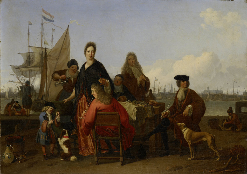 Detail of The Bakhuysen (Backhuysen) and de Hooghe Families at a Meal on the Mosselsteiger on Het IJ in Amsterdam, The Netherlands by Ludolf Bakhuysen