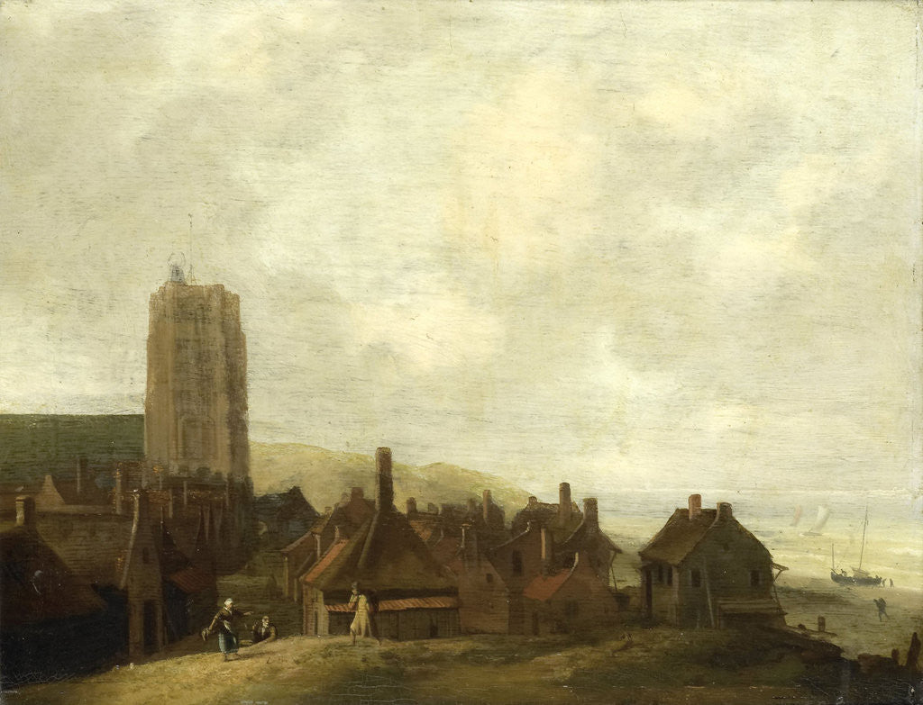 Detail of View of Egmond-aan-Zee, The Netherlands by Ludolf Bakhuysen