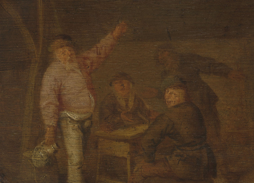 Detail of Peasants Drinking in a Barn by Pieter Hermansz. Verelst