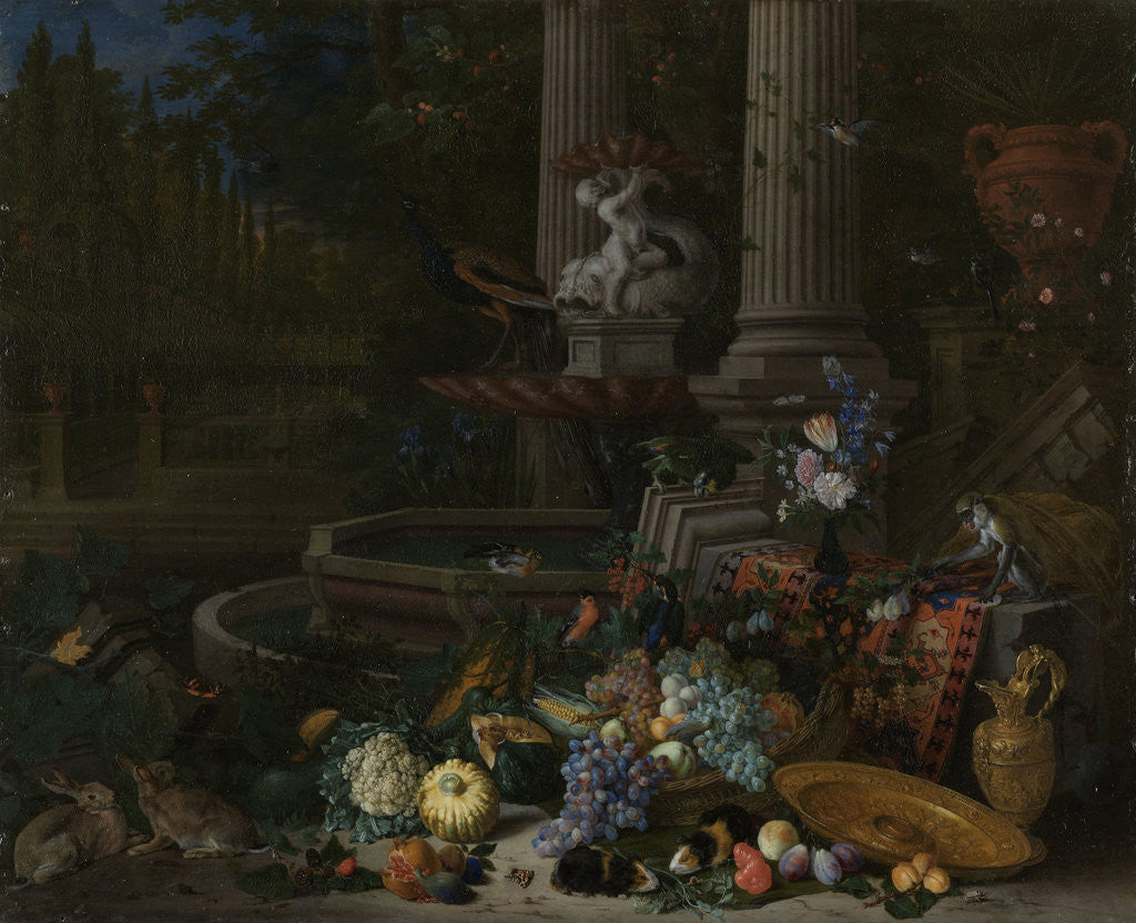 Detail of Still Life at a Fountain by Pieter Gijsels