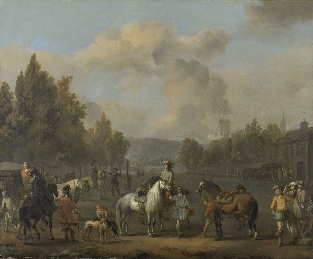 Detail of Riding School by Johannes Lingelbach
