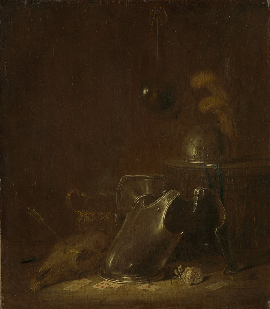 Detail of Still life with implements of war by Jan Jansz. Buesem