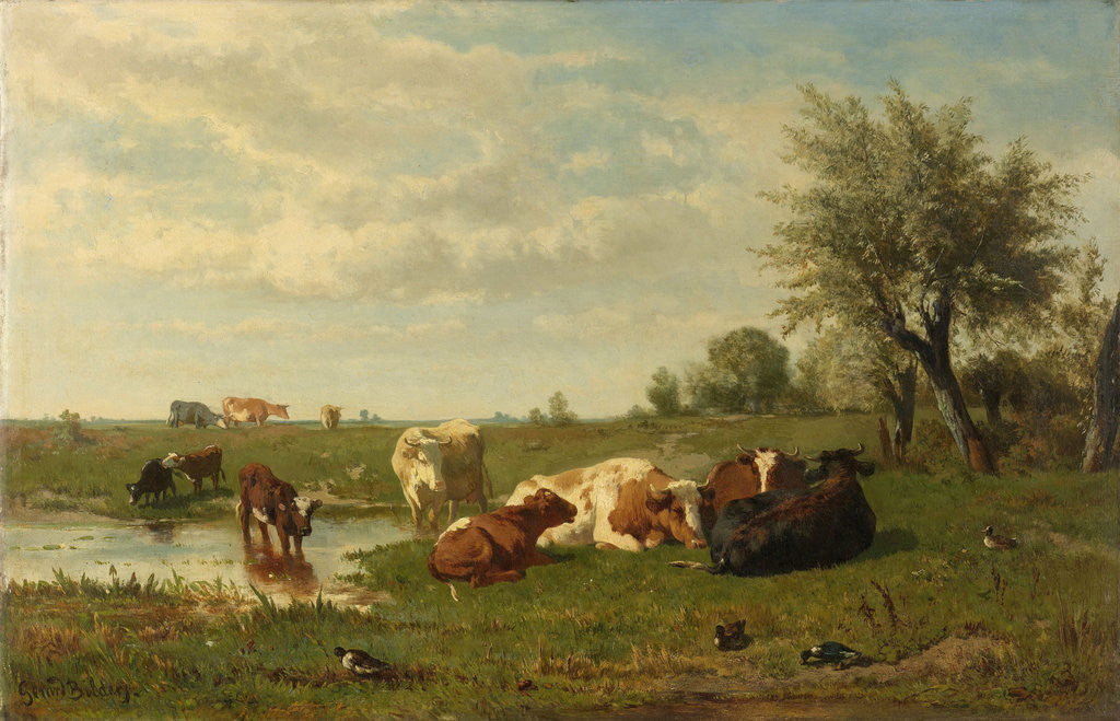 Detail of Cows in a Meadow by Gerard Bilders