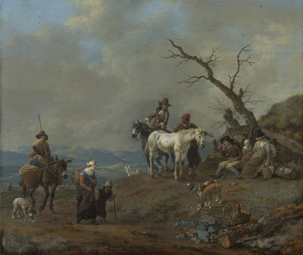 Detail of Country Road with Hunters and Peasants by Johannes Lingelbach