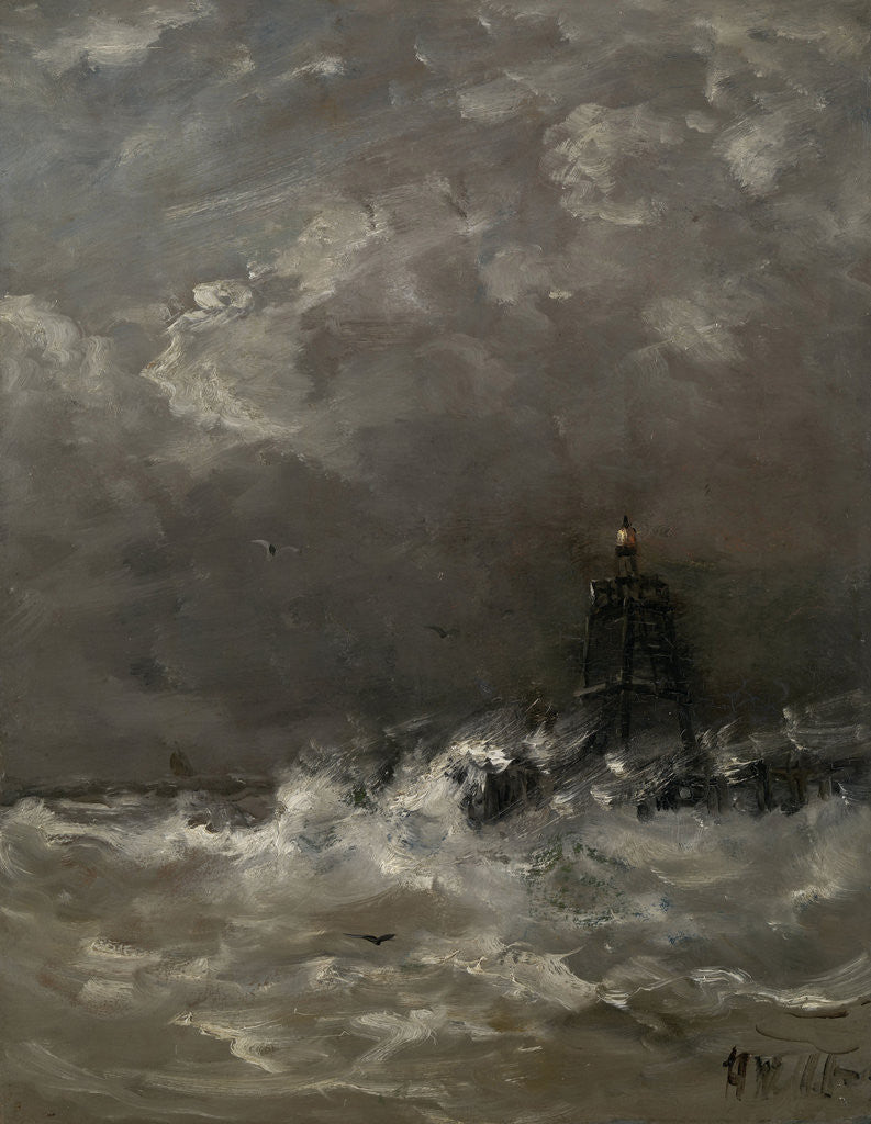 Detail of Lighthouse in Breaking Waves by Hendrik Willem Mesdag