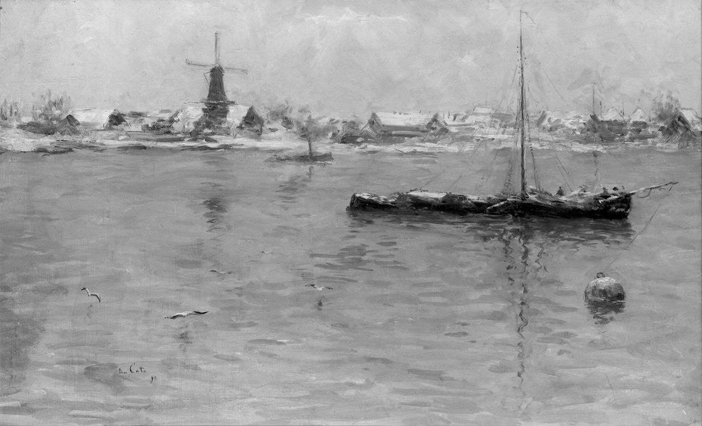 Detail of View of Dordrecht in winter, The Netherlands by Siebe Johannes ten Cate