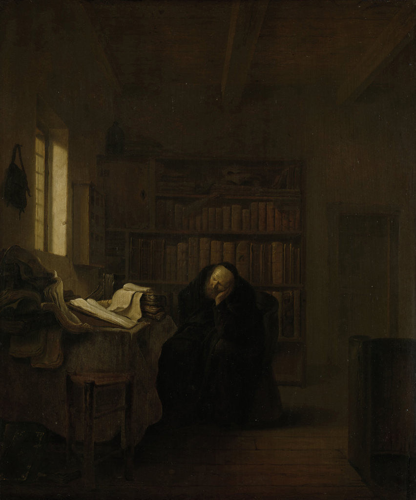 Detail of A Scholar in his Study (The Old Savant) by Salomon Koninck