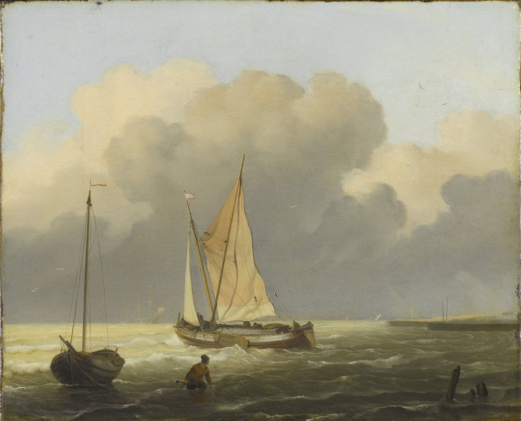 Coastal View with Spritsail Barge by Ludolf Bakhuysen