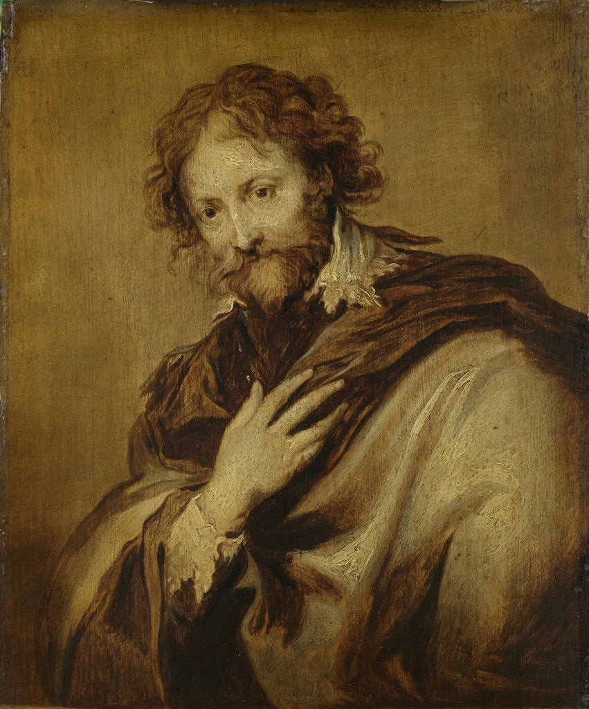 Detail of Portrait of a Man, Identified as Peter Paul Rubens, Painter and Diplomat by Workshop of Anthony van Dyck