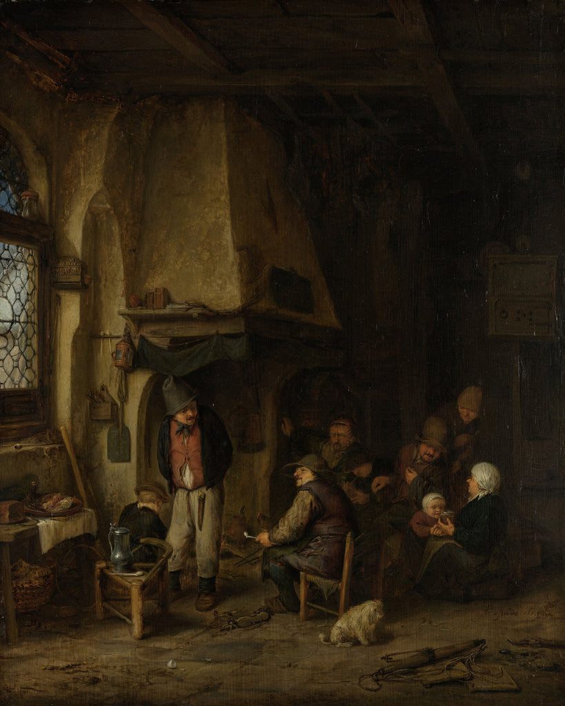 Detail of The Skaters, Peasants in an Interior by Adriaen van Ostade