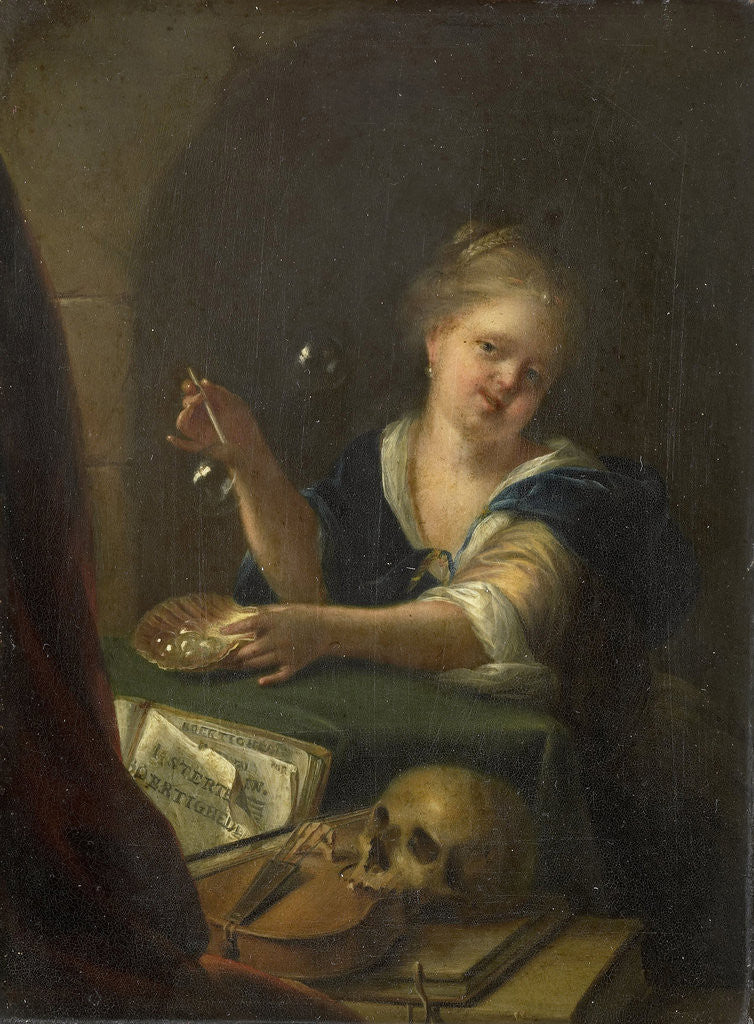 Detail of Bubble-blowing Girl with a Vanitas Still Life by Anonymous