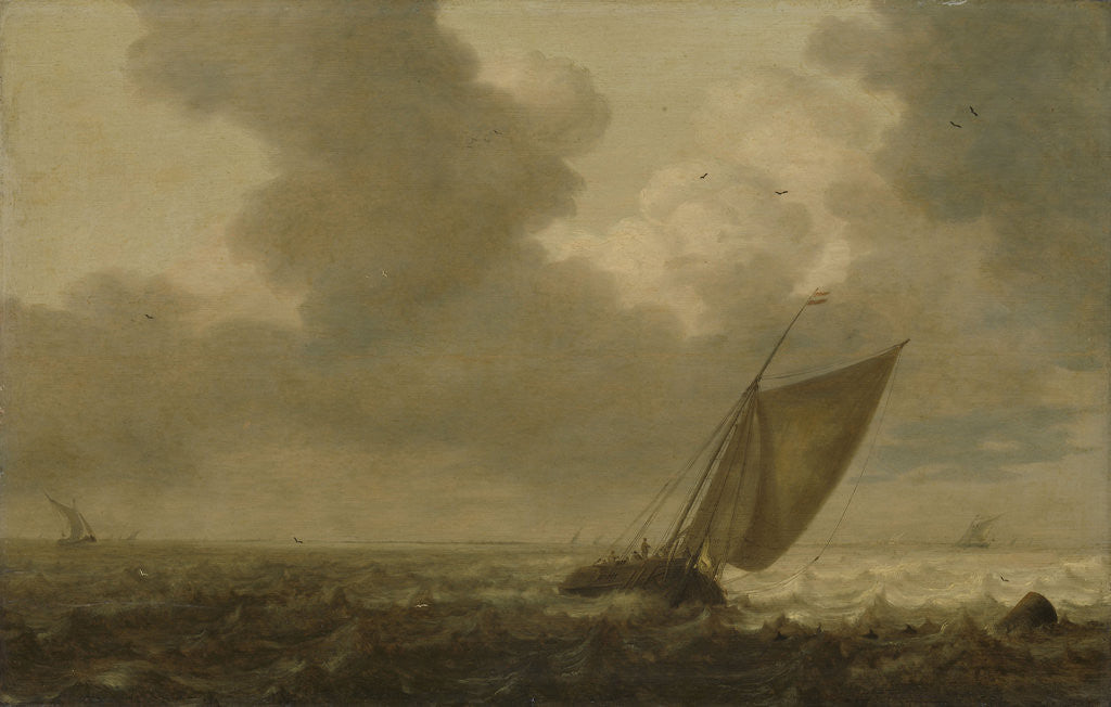 Detail of Fishing boat with the wind in the sails by Pieter Mulier I