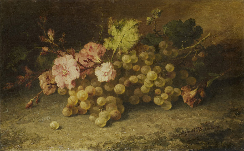 Detail of Still life with grapes by Margaretha Roosenboom
