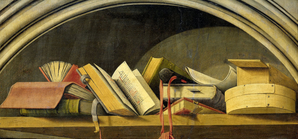 Detail of Still Life with Books in a Niche by Barthélémy d' Eyck