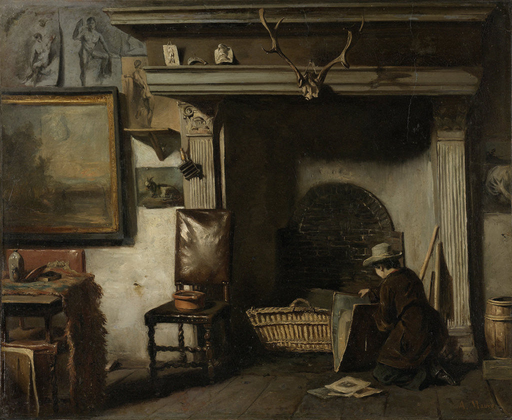Detail of The Studio of the Haarlem Painter Pieter Frederik van Os, The Netherlands by Anton Mauve
