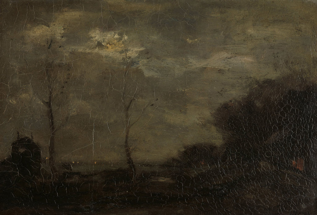Detail of Canal by moonlight by Jacob Maris