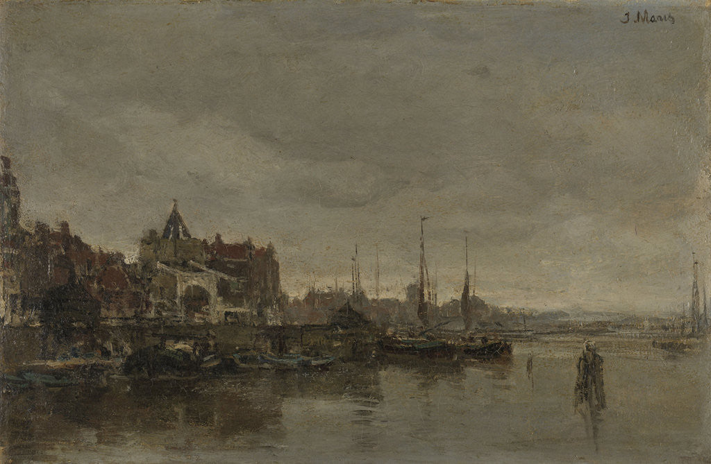 Detail of The Schreierstoren with the bridge over the Gelderse kade Amsterdam, The Netherlands by Jacob Maris