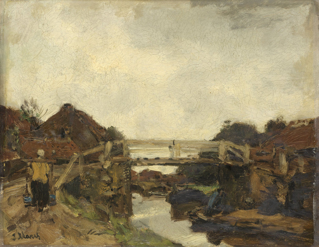 Detail of Wooden Bridge across a Canal at Rijswijk, The Netherlands by Jacob Maris