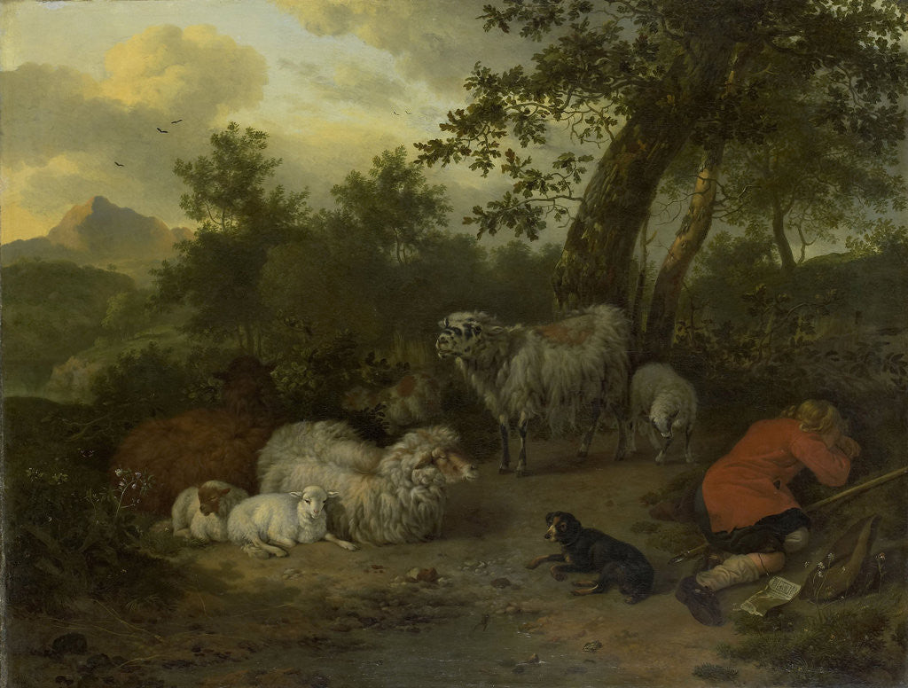 Detail of The Sleeping Shepherd by Jan van der Meer II